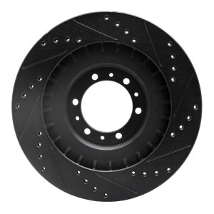 Mitsubishi Montero Brake Rotor (1) - Front Left - R1 Concepts - Drilled & Slotted - Black - `98-`04